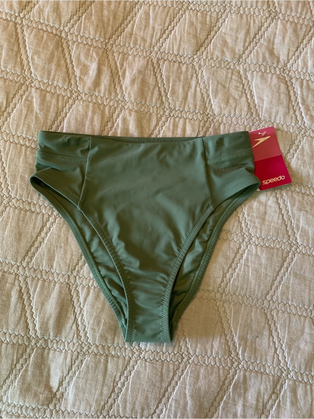 Speedo Women's Olive Green High-Cut Swim Bottoms Size XS NWT